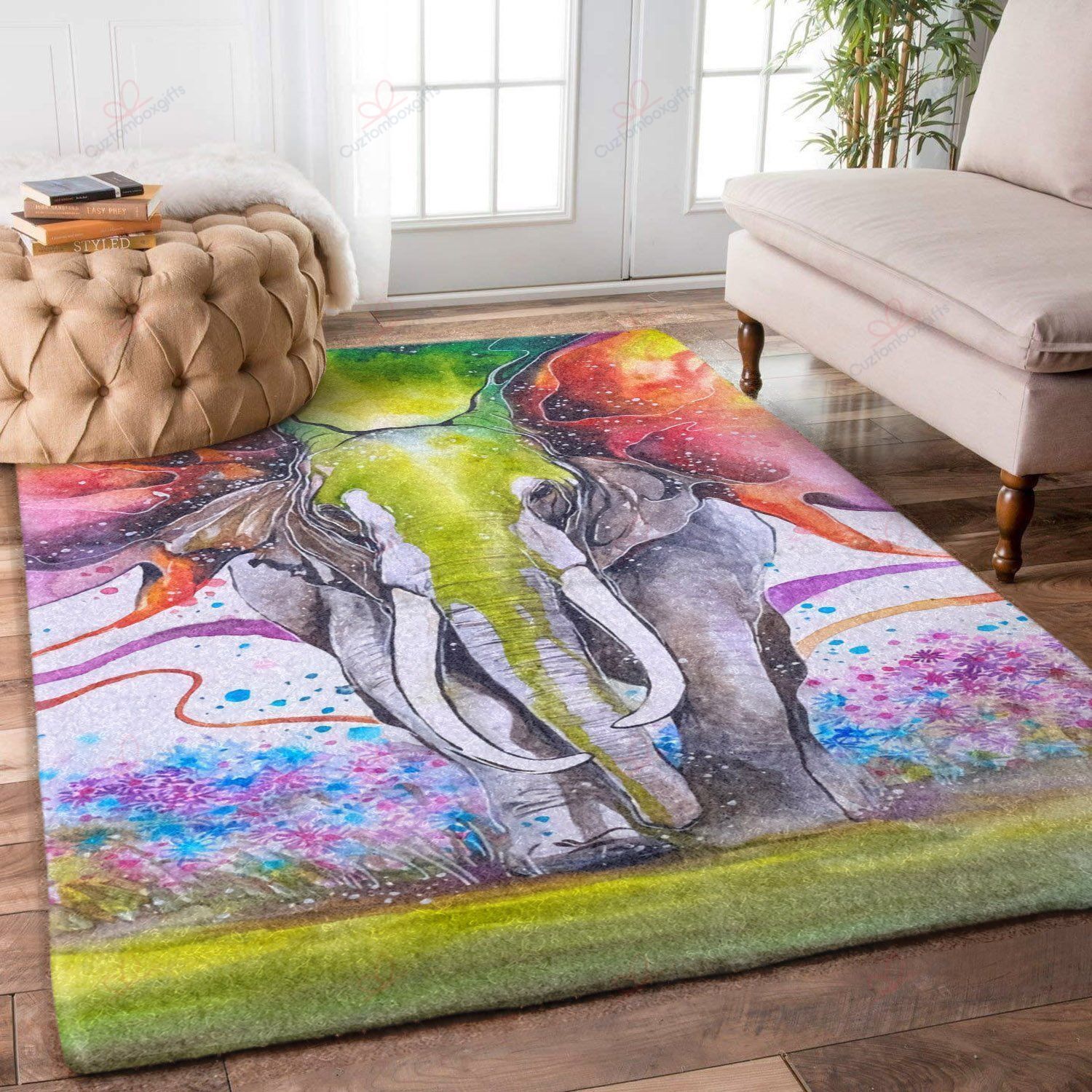 A Colorful Elephant Rug Sport Decor Gift Floor Decor Living Room Carpet Rug Area Rug - 36475094eb61 Elephant Rectangle Area Rug