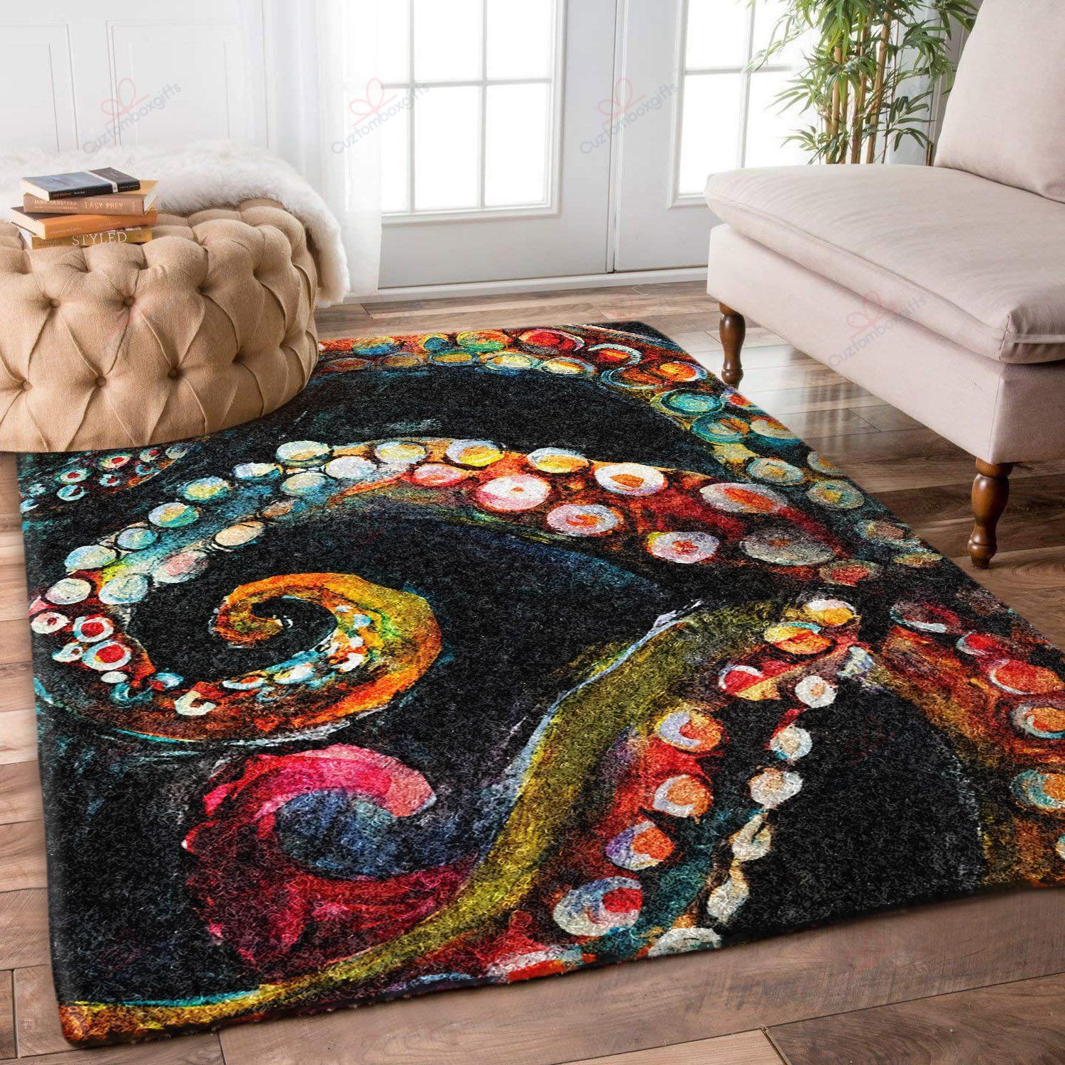 A Colorful Octopus Rug Sport Decor Gift Floor Decor Living Room Carpet Rug Area Rug - d2a9a7667a32 Octopus Rectangle Area Rug