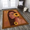 African Girl And Sunflowers Rug Sport Decor Gift Floor Decor Living Room Carpet Rug Area Rug - 68902291ea94 Sunflowers Rectangle Area Rug