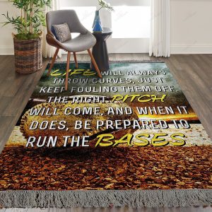 Baseball Life Will Always Throw Curves Just Keep Fouling Them Off Rug Sport Decor Gift Floor Decor Living Room Carpet Rug Area Rug - e60b35eeba98