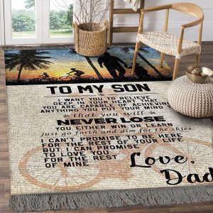 Bicycle Dad To Son Sunset Rug Sport Decor Gift Floor Decor Living Room Carpet Rug Area Rug - 98f0b8c69269