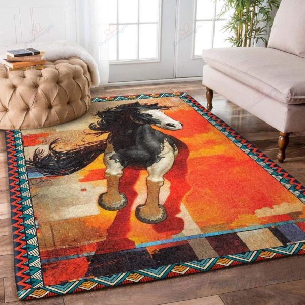 Black Horse Rug Sport Decor Gift Floor Decor Living Room Carpet Rug Area Rug - fd252f117111 Horse Rectangle Area Rug