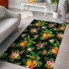 Black Tropical Hawaiian Pattern Rug Sport Decor Gift Floor Decor Living Room Carpet Rug Area Rug - 3691363232d1 Hawaii Rectangle Area Rug