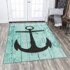 Blue And Black Anchor Rug Sport Decor Gift Floor Decor Living Room Carpet Rug Area Rug - a867e6c4e595 Black Rectangle Area Rug