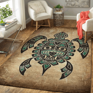 Blue And Black Haida Spirit Sea Turtle Rug Sport Decor Gift Floor Decor Living Room Carpet Rug Area Rug - e4558951ff92