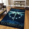 Blue Dragonfly And Flower Rug Sport Decor Gift Floor Decor Living Room Carpet Rug Area Rug - ed0df465a1ad Dragonfly Rectangle Area Rug