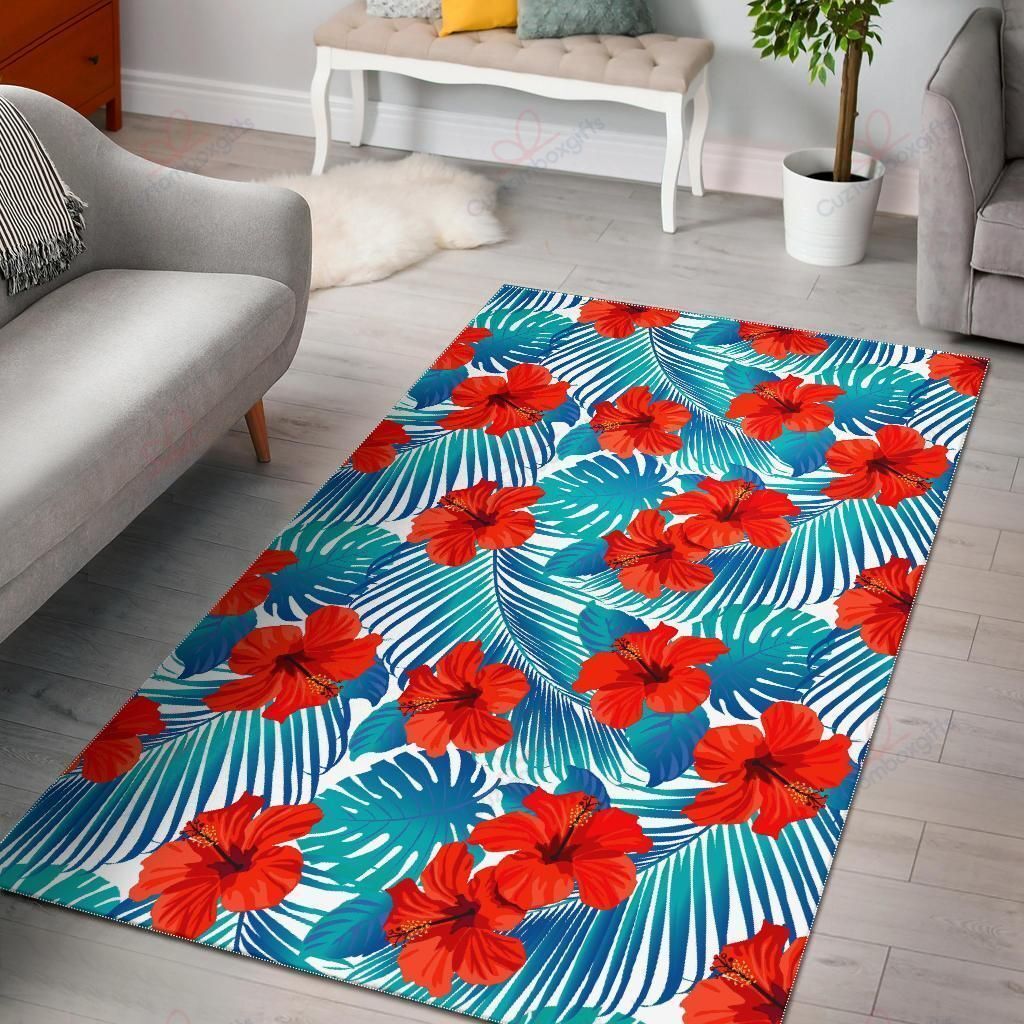 Blue Tropical Hibiscus Pattern Rug Sport Decor Gift Floor Decor Living Room Carpet Rug Area Rug - 2bb9f27f4518 Blue Tropical Hibiscus Pattern Rug Sport Decor Gift Floor Decor Living Room Carpet Rug Area Rug - 2bb9f27f4518 Hibiscus Rectangle Area Rug