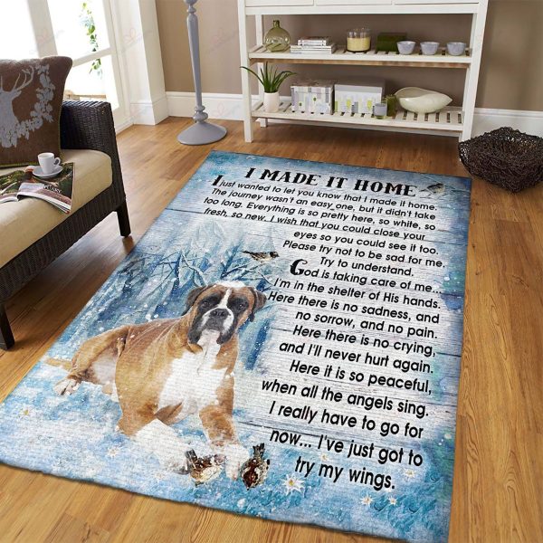 Boxer I Made It Home Rug Sport Decor Gift Floor Decor Living Room Carpet Rug Area Rug - 71d68aae9da0 Boxer Dog Rectangle Area Rug