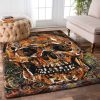 Brown Skull Flower Rug Sport Decor Gift Floor Decor Living Room Carpet Rug Area Rug - 911e7c1cfd1c Skull Rectangle Area Rug