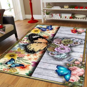 Butterfly Flower Color Rug Sport Decor Gift Floor Decor Living Room Carpet Rug Area Rug - 8a1296f6c86f Butterfly Rectangle Area Rug