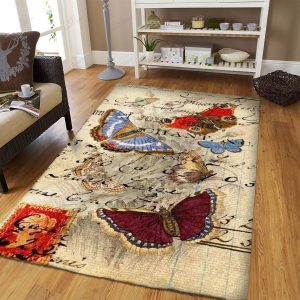 Butterfly Vintage Rug Sport Decor Gift Floor Decor Living Room Carpet Rug Area Rug - 6c53b9c77786 Butterfly Rectangle Area Rug