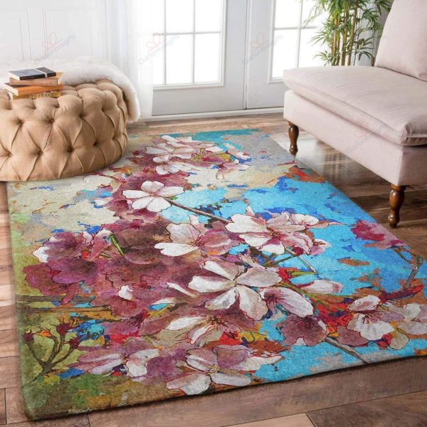 Cherry Blossoms Painting Rug Sport Decor Gift Floor Decor Living Room Carpet Rug Area Rug - 57e224be1473 Blossom Rectangle Area Rug