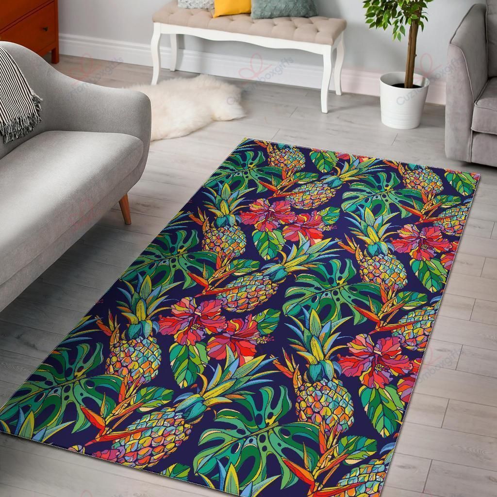 Colorful Aloha Pineapple Pattern Rug Sport Decor Gift Floor Decor Living Room Carpet Rug Area Rug - 9c9584be0726 Pineapple Rectangle Area Rug