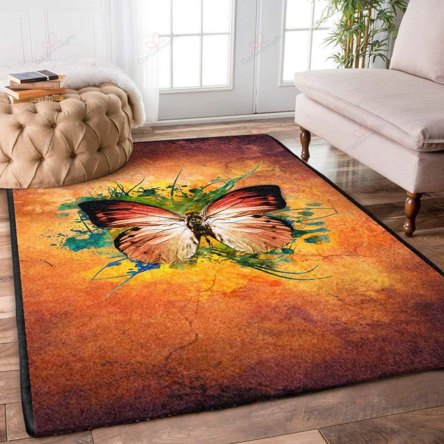 Colorful Butterfly 3 Rug Sport Decor Gift Floor Decor Living Room Carpet Rug Area Rug - 60234e37bdb2 Butterfly Rectangle Area Rug
