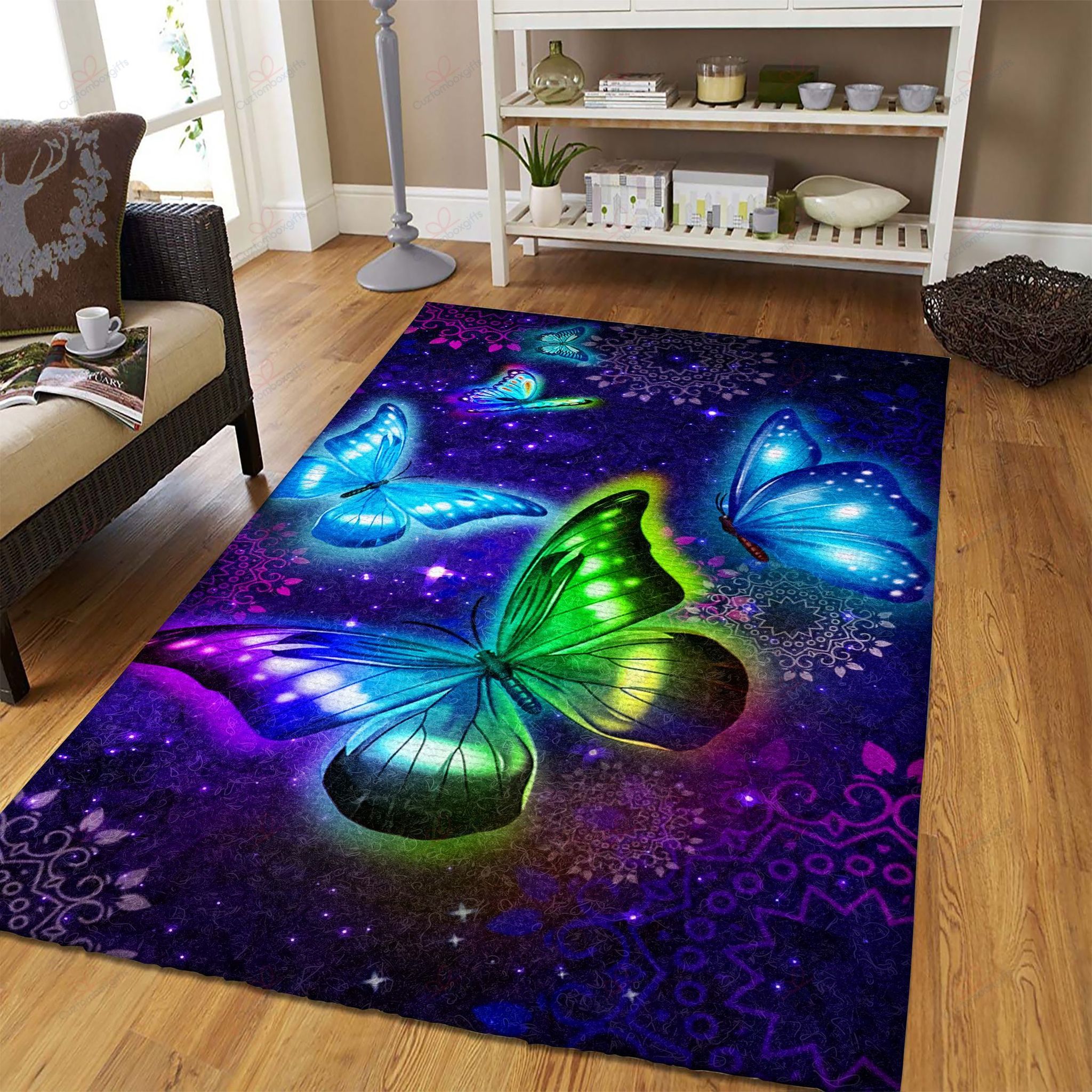 Colorful Butterfly Rug Sport Decor Gift Floor Decor Living Room Carpet Rug Area Rug - 048ae91cadfb Butterfly Rectangle Area Rug