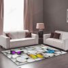 Colorful Butterfly On Stone Rug Sport Decor Gift Floor Decor Living Room Carpet Rug Area Rug - e8523e1cbe86 Butterfly Rectangle Area Rug