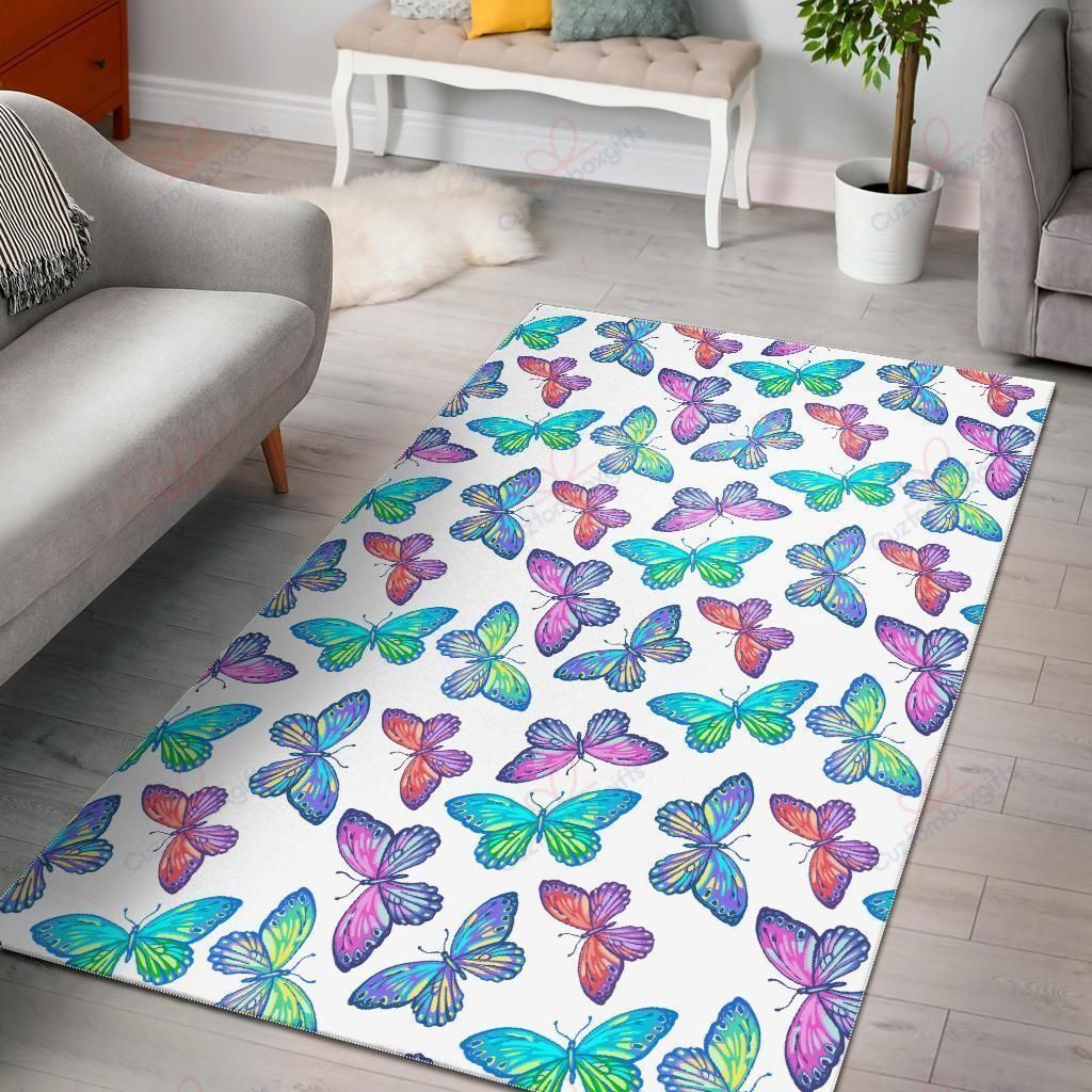Colorful Butterfly Pattern Rug Sport Decor Gift Floor Decor Living Room Carpet Rug Area Rug - fc0bdd2db66e Butterfly Rectangle Area Rug