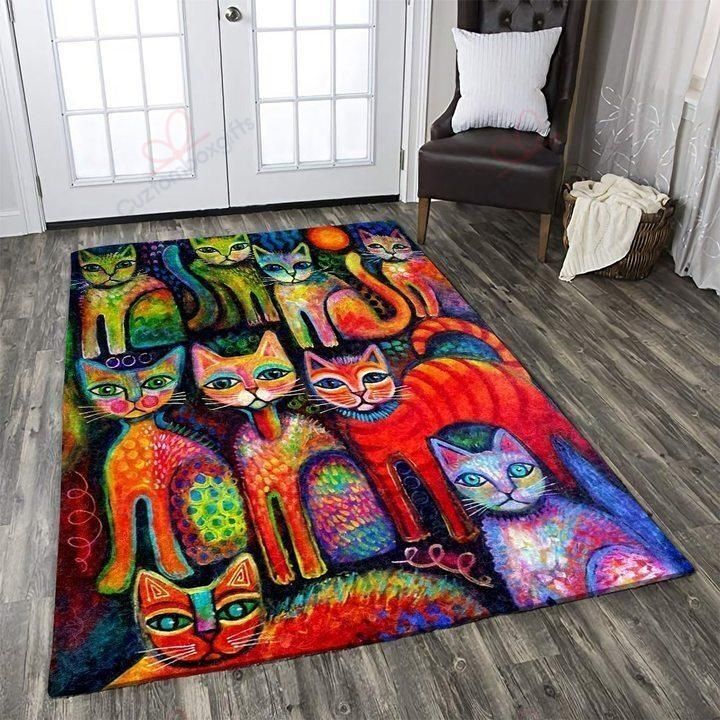 Colorful Cat Rug Sport Decor Gift Floor Decor Living Room Carpet Rug Area Rug - 109341a6c43b Cat Rectangle Area Rug