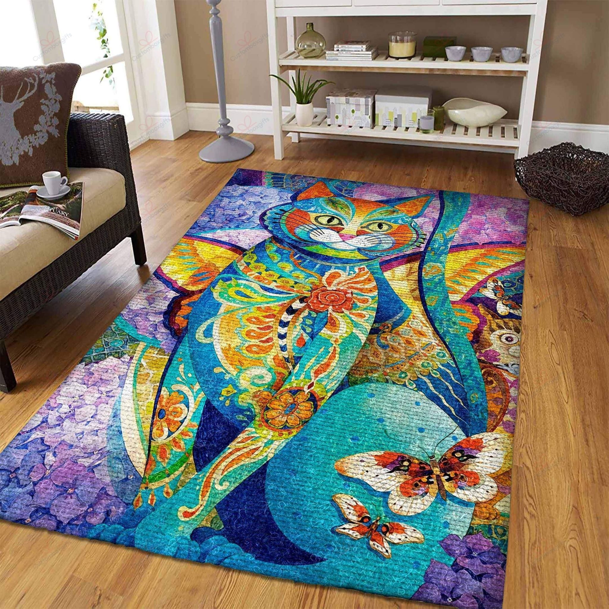 Colorful Cat Rug Sport Decor Gift Floor Decor Living Room Carpet Rug Area Rug - 00fb6c4e6cf0 Cat Rectangle Area Rug