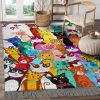 Colorful Cats With Bow Rug Sport Decor Gift Floor Decor Living Room Carpet Rug Area Rug - 9fafadeb1c8d Cat Rectangle Area Rug