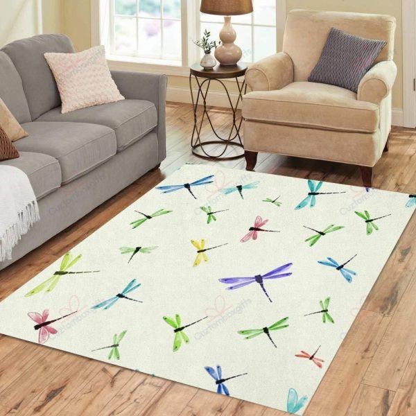 Colorful Dragonflies Rug Sport Decor Gift Floor Decor Living Room Carpet Rug Area Rug - cab6c4dacc1a Dragonfly Rectangle Area Rug