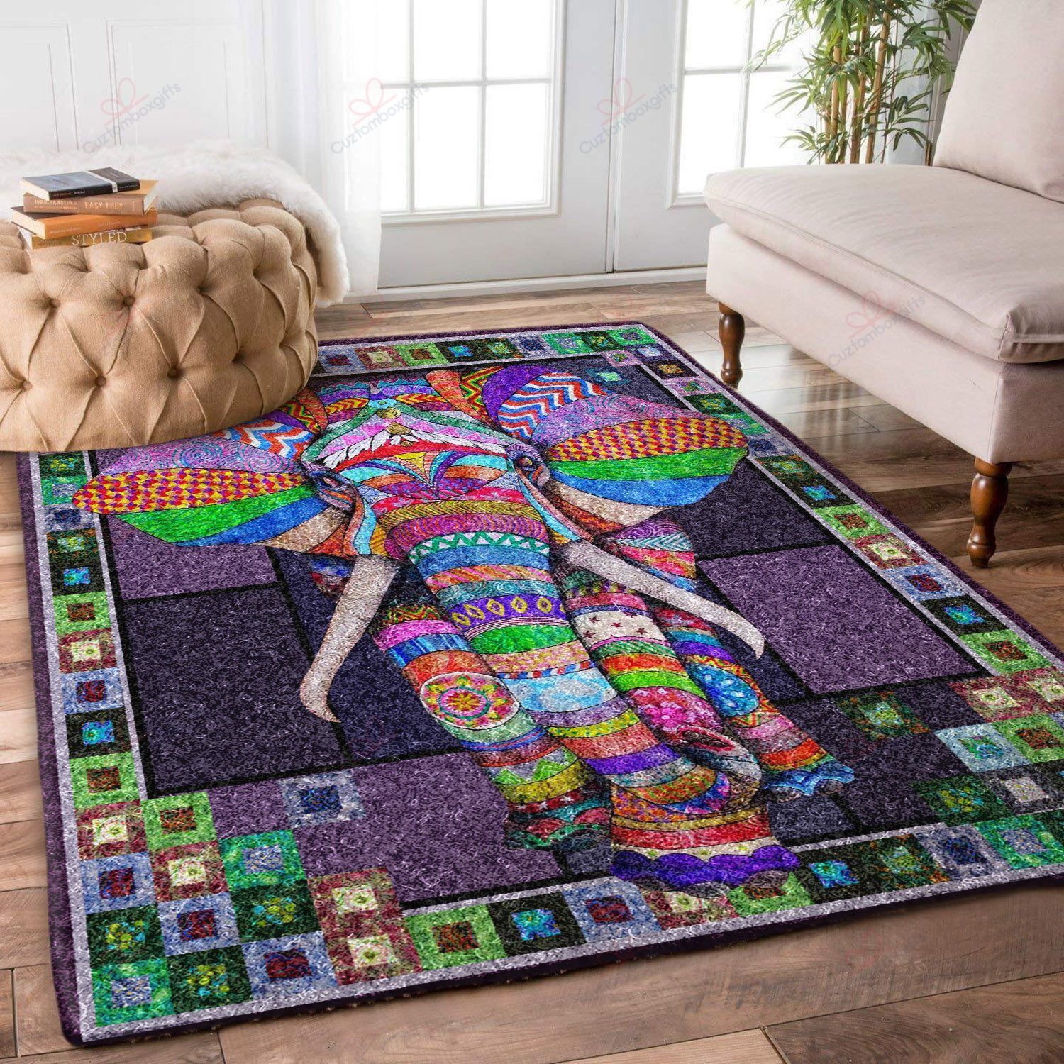 Colorful Elephant Rug Sport Decor Gift Floor Decor Living Room Carpet Rug Area Rug - 0f3af8d6911b Elephant Rectangle Area Rug