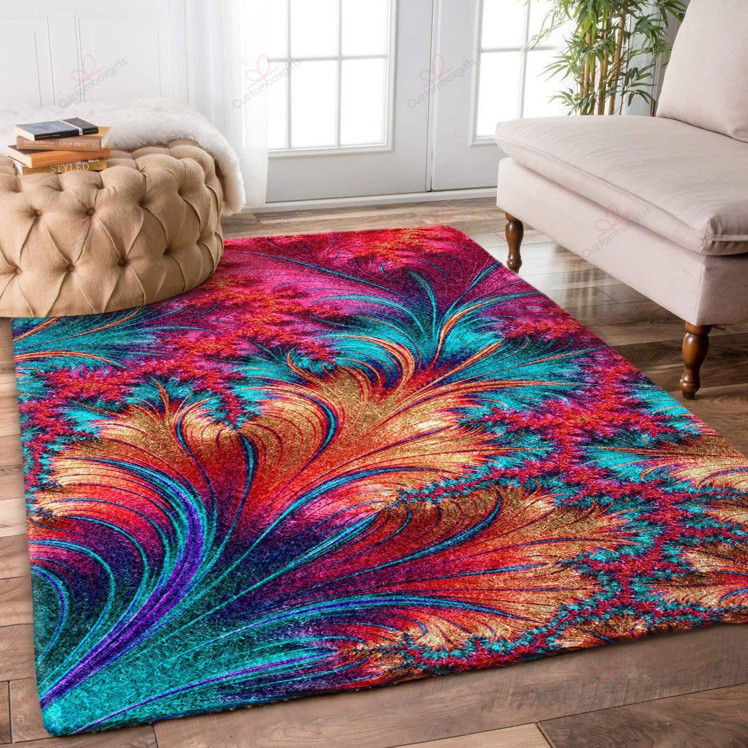 Colorful Feather Rug Sport Decor Gift Floor Decor Living Room Carpet Rug Area Rug - c2afca69f461 Colorful Rectangle Area Rug