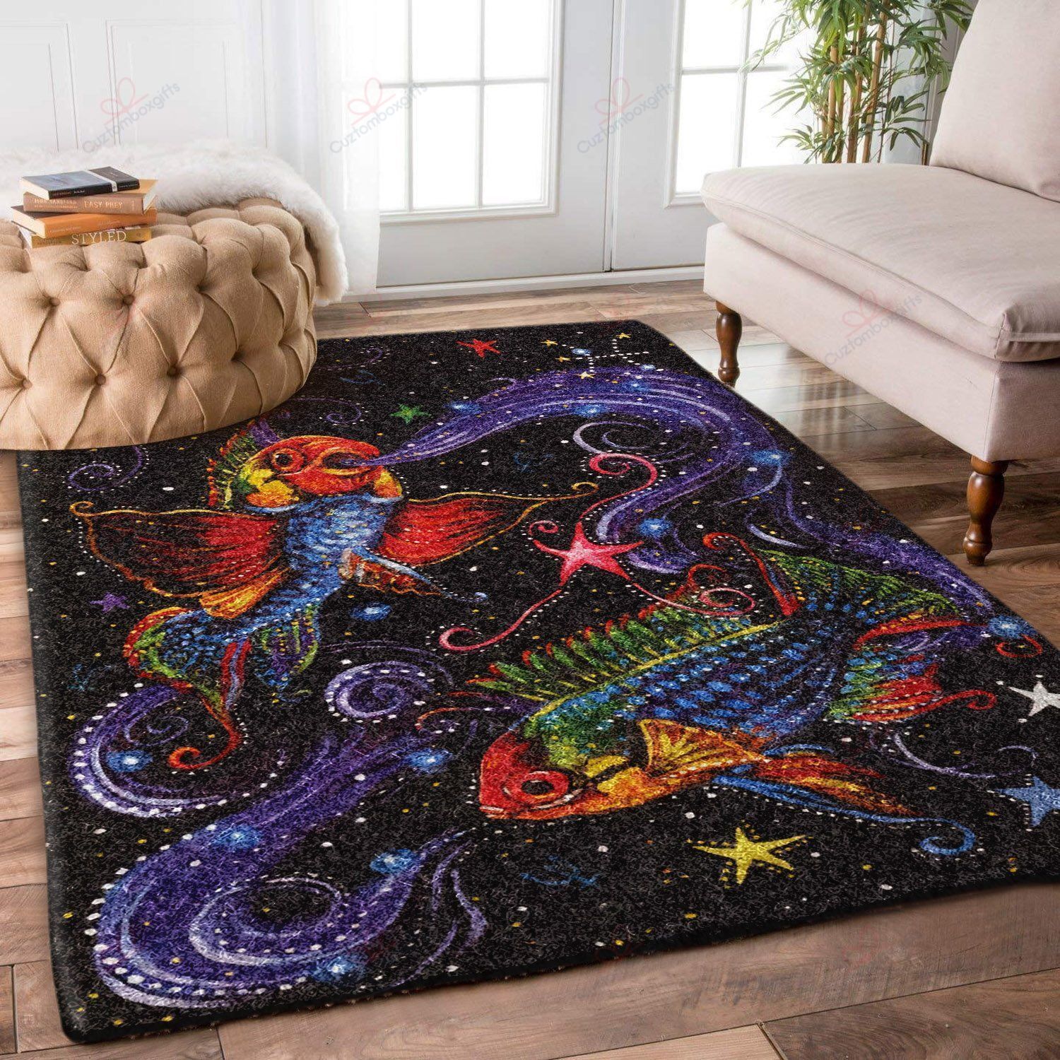 Colorful Fish Rug Sport Decor Gift Floor Decor Living Room Carpet Rug Area Rug - 2724338c5be3 Fish Rectangle Area Rug