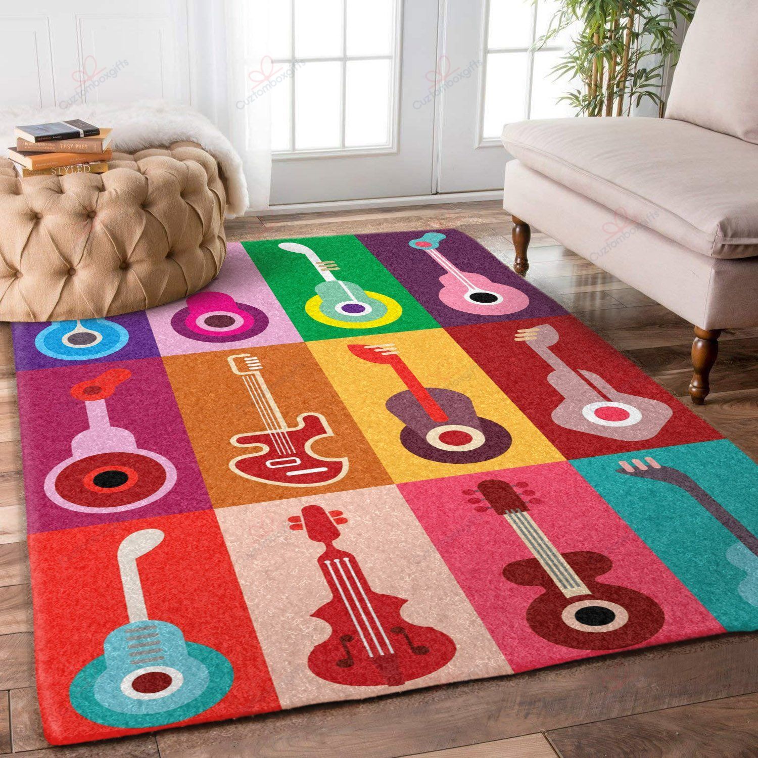 Colorful Guitar Rug Sport Decor Gift Floor Decor Living Room Carpet Rug Area Rug - 6a703c407a69 Guitar Rectangle Area Rug