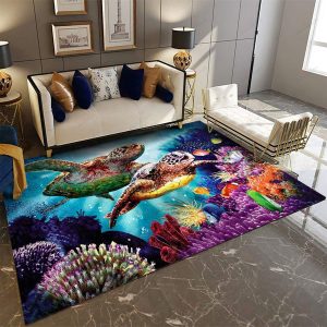 Colorful Sea Turtle Rug Sport Decor Gift Floor Decor Living Room Carpet Rug Area Rug - 99ec7d1a9a51 Turtle Rectangle Area Rug