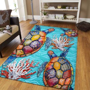 Colorful Sea Turtles And Coral Reef Rug Sport Decor Gift Floor Decor Living Room Carpet Rug Area Rug - 5ca888f1b6ef Turtle Rectangle Area Rug