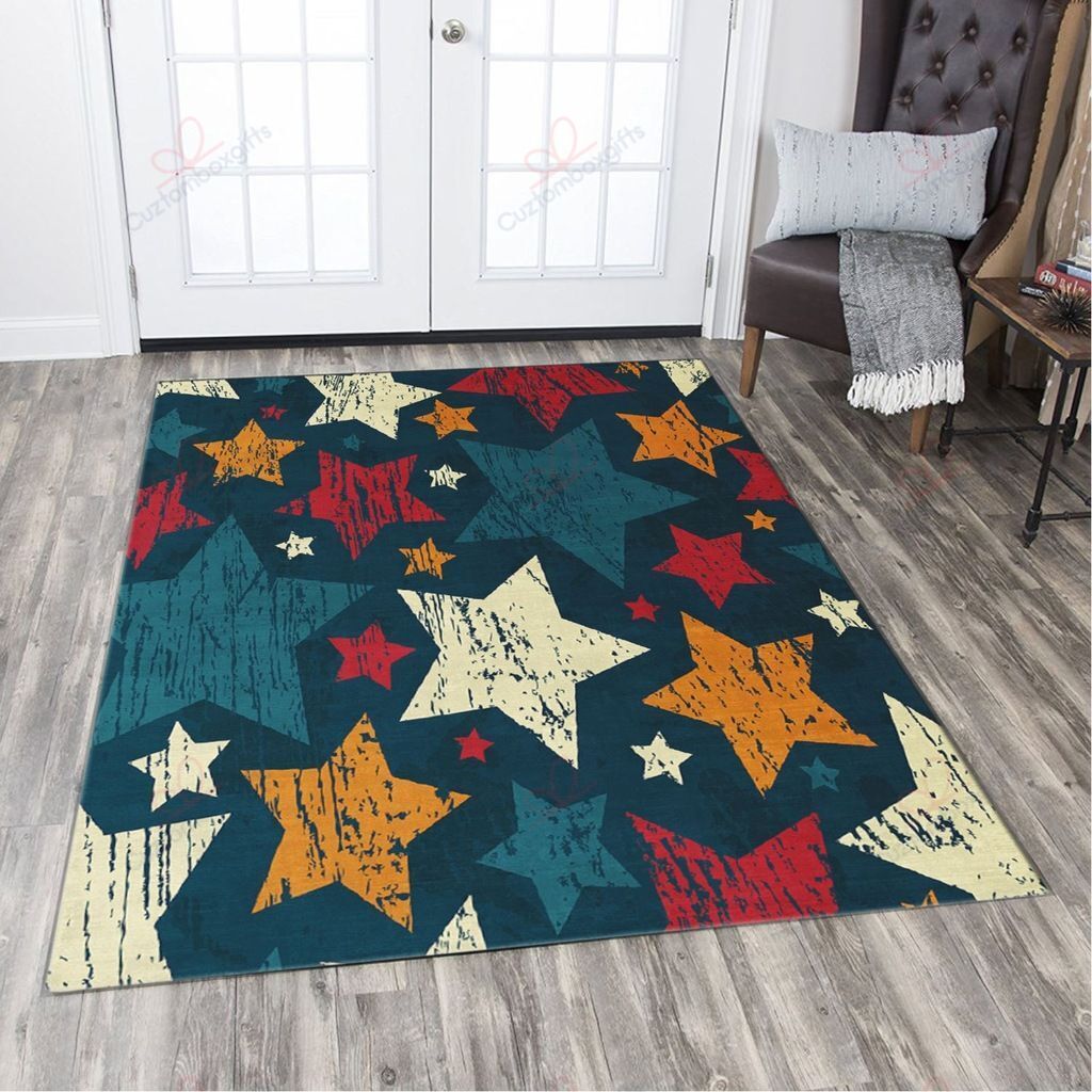 Colorful Stars Rug Sport Decor Gift Floor Decor Living Room Carpet Rug Area Rug - d5403a499018 Colorful Rectangle Area Rug