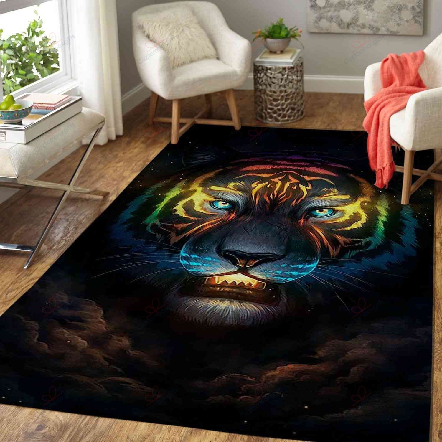 Colorful Tiger Rug Sport Decor Gift Floor Decor Living Room Carpet Rug Area Rug - 52066aeea338 Tiger Rectangle Area Rug