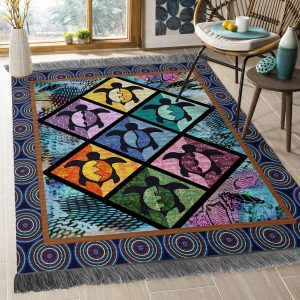 Colorful Turtle 02 Rug Sport Decor Gift Floor Decor Living Room Carpet Rug Area Rug - ef6e9c287db7 Turtle Rectangle Area Rug
