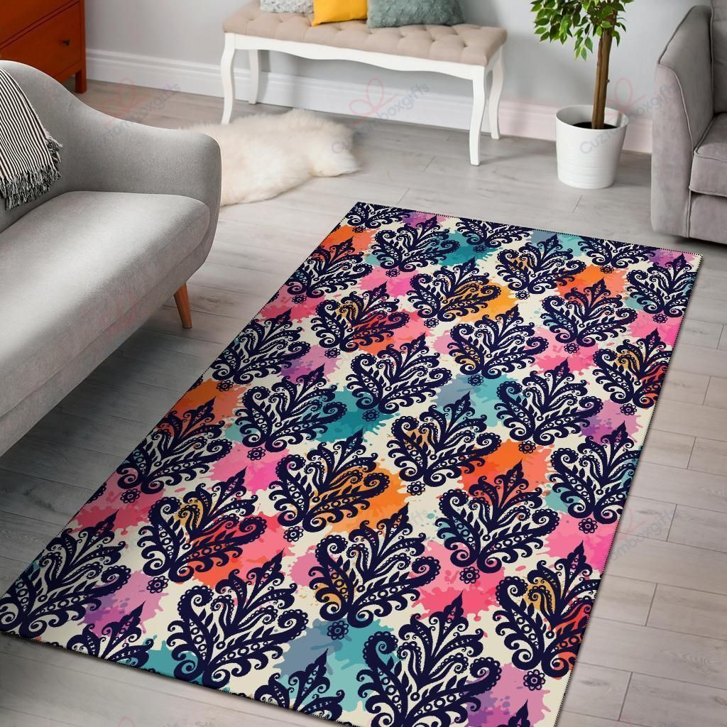 Damask Colorful Pattern Rug Sport Decor Gift Floor Decor Living Room Carpet Rug Area Rug - cdece49f4dbf Colorful Rectangle Area Rug