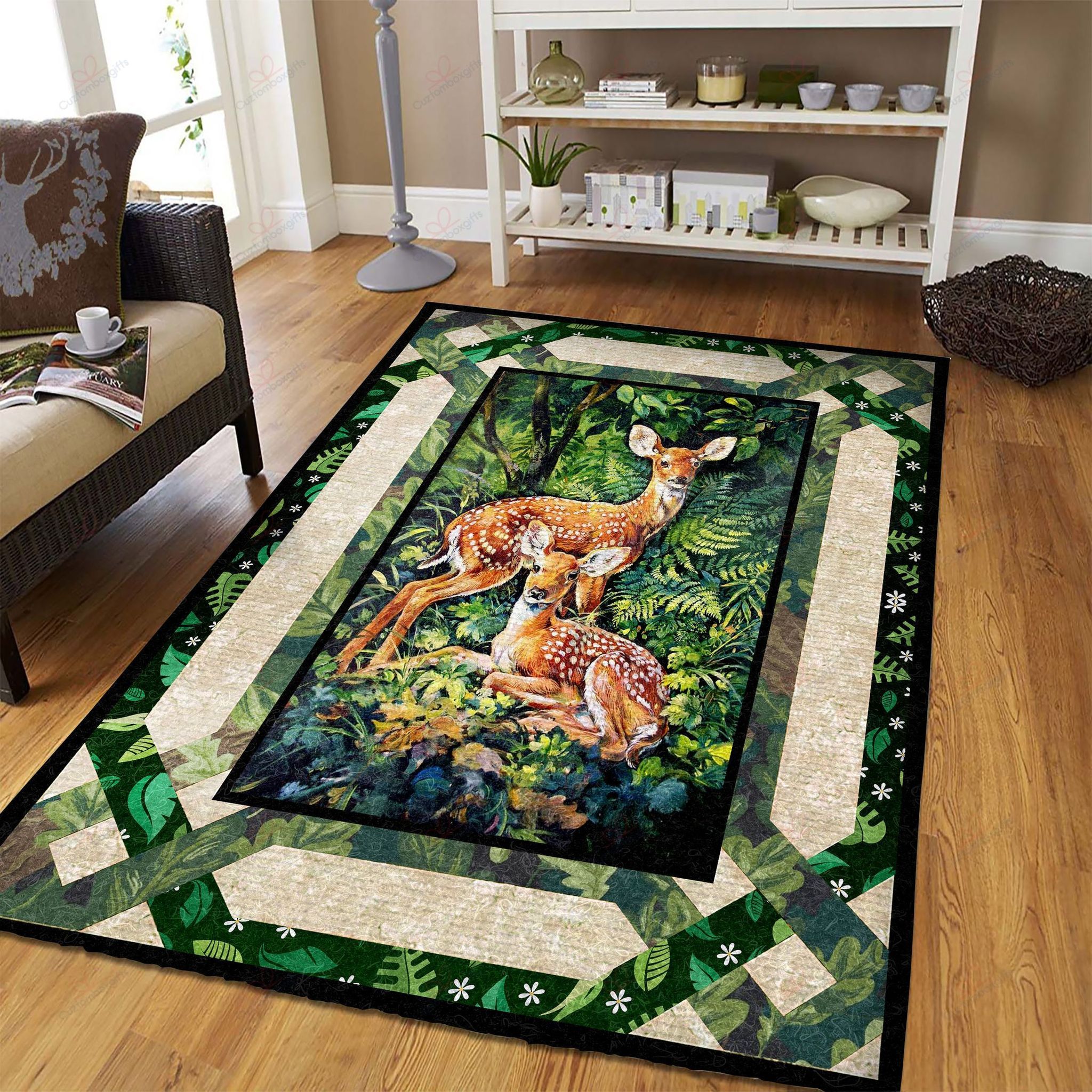 Deer Couple In The Garden Rug Sport Decor Gift Floor Decor Living Room Carpet Rug Area Rug - 56ebf2d2fbfc Deer Couple In The Garden Rug Sport Decor Gift Floor Decor Living Room Carpet Rug Area Rug - 56ebf2d2fbfc Deer Rectangle Area Rug