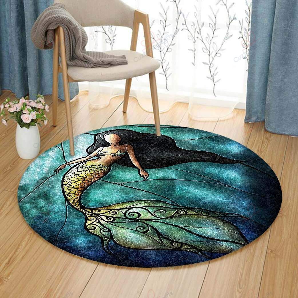A Mermaid Girl Round Carpet Floor Rug Living Room Bedroom Decor Round Area Rug Carpet A Mermaid Girl Round Carpet Floor Rug Living Room Bedroom Decor Round Area Rug Carpet