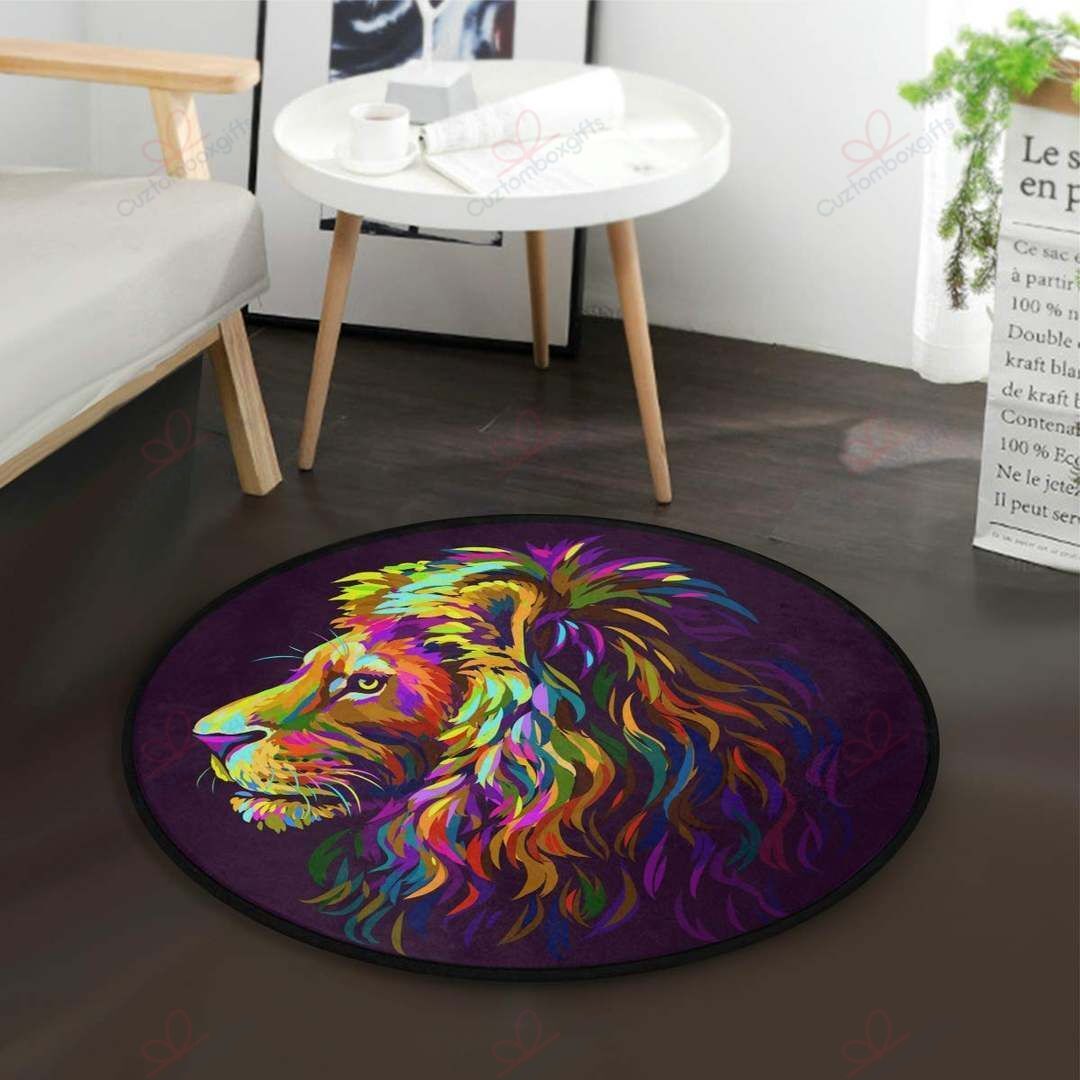 Abstract Art Multicolored Lion Round Carpet Floor Rug Living Room Bedroom Decor Round Area Rug Carpet Abstract Art Multicolored Lion Round Carpet Floor Rug Living Room Bedroom Decor Round Area Rug Carpet