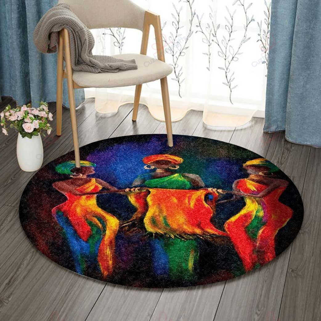 African American Artist African Art Round Carpet Floor Rug Living Room Bedroom Decor Round Area Rug Carpet African American Artist African Art Round Carpet Floor Rug Living Room Bedroom Decor Round Area Rug Carpet