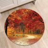 Autumn Forest Trees Round Carpet Floor Rug Living Room Bedroom Decor Round Area Rug Carpet
