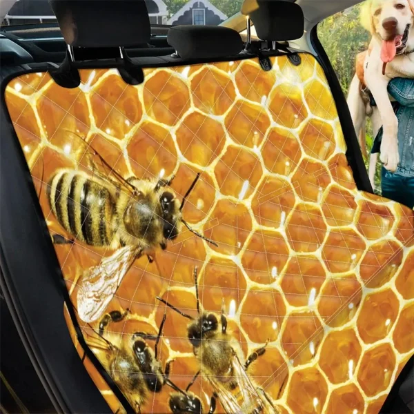 Bees And Honeycomb Themed Design Car Back Seat Cover Dog Car Seat Covers - 2fdb233efc0f