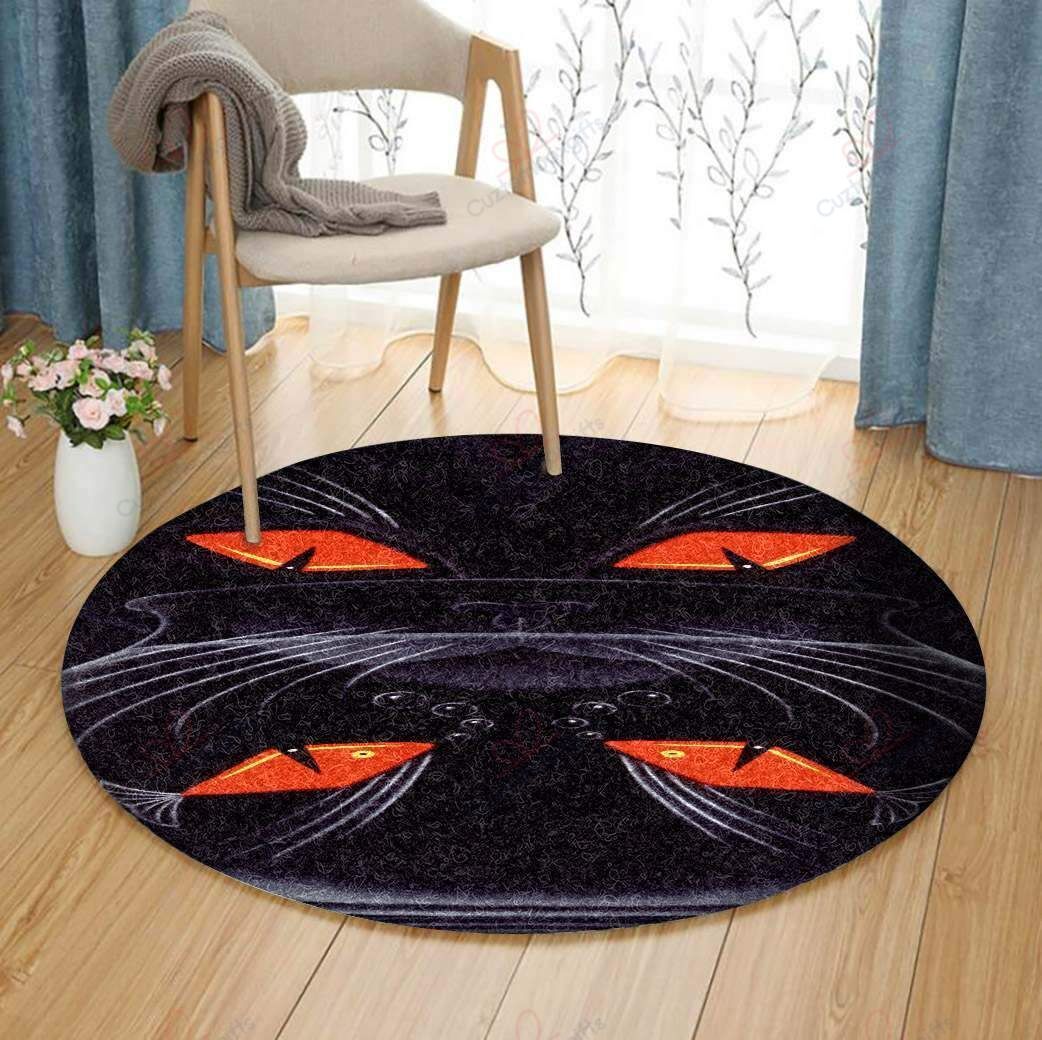 Black Cat And Fish Round Carpet Floor Rug Living Room Bedroom Decor Round Area Rug Carpet Black Cat And Fish Round Carpet Floor Rug Living Room Bedroom Decor Round Area Rug Carpet