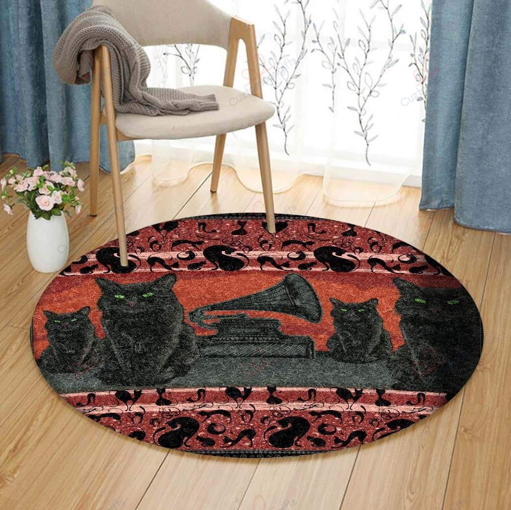 Black Cats Love Music Round Carpet Floor Rug Living Room Bedroom Decor Round Area Rug Carpet Black Cats Love Music Round Carpet Floor Rug Living Room Bedroom Decor Round Area Rug Carpet