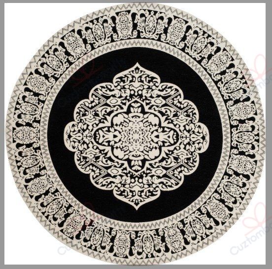 Black Ivory Medallion Round Carpet Floor Rug Living Room Bedroom Decor Round Area Rug Carpet Black Ivory Medallion Round Carpet Floor Rug Living Room Bedroom Decor Round Area Rug Carpet