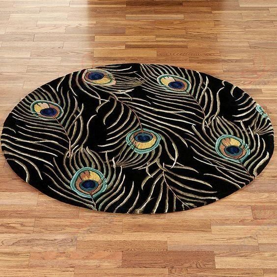 Black Peacock Round Carpet Floor Rug Living Room Bedroom Decor Round Area Rug Carpet Black Peacock Round Carpet Floor Rug Living Room Bedroom Decor Round Area Rug Carpet