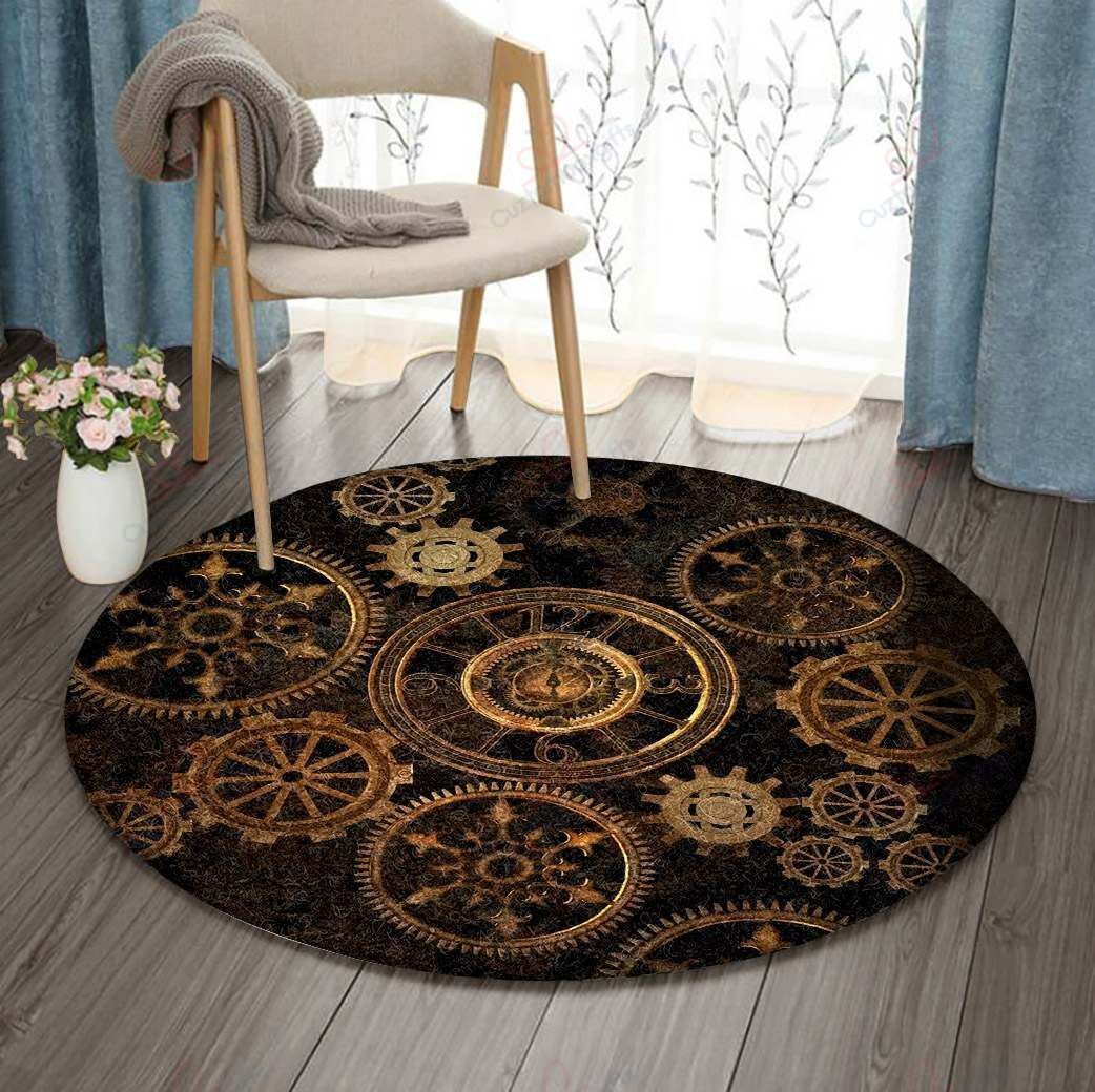 Black Steampunk Round Carpet Floor Rug Living Room Bedroom Decor Round Area Rug Carpet Black Steampunk Round Carpet Floor Rug Living Room Bedroom Decor Round Area Rug Carpet