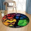 Black Tree Of Life Round Carpet Floor Rug Living Room Bedroom Decor Round Area Rug Carpet
