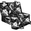 Black White Rose Floral Pattern Print Pet Car Back Seat Cover - 8a4cc938d79c