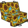 Blue Vintage Sunflower Pattern Print Pet Car Back Seat Cover - bb2b59d1c417