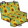 Blue Watercolor Sunflower Pattern Print Pet Car Back Seat Cover - ff50f868b06b